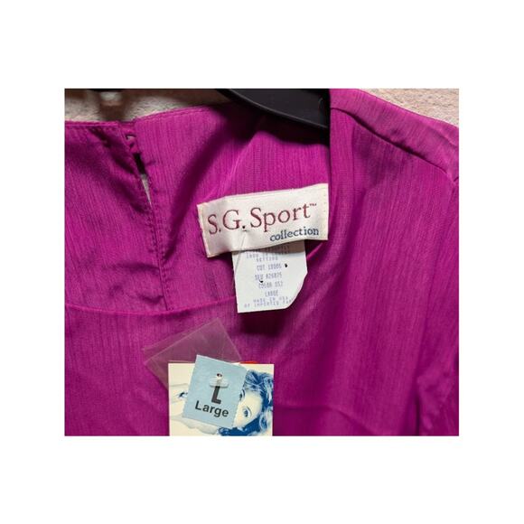 S G Sport Career long Sleeve Pullover Blouse Shirt LARGE Purple Keyhole Back - Picture 2 of 5